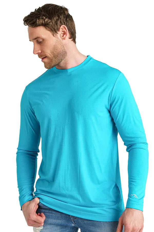 Herren Merino Langarmshirt 170 Aqua Blau