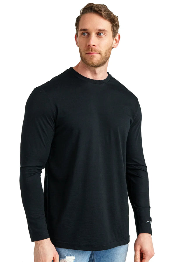 Herren Merino Langarmshirt 170 Schwarz