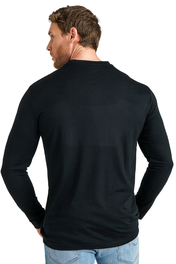 Herren Merino Langarmshirt 170 Schwarz