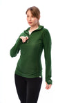Damen Merinowolle Half Zip Hoodie 190 Oliv