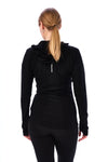 Damen Merinowolle Half Zip Hoodie 190 Schwarz