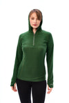 Damen Merinowolle Half Zip Hoodie 190 Oliv