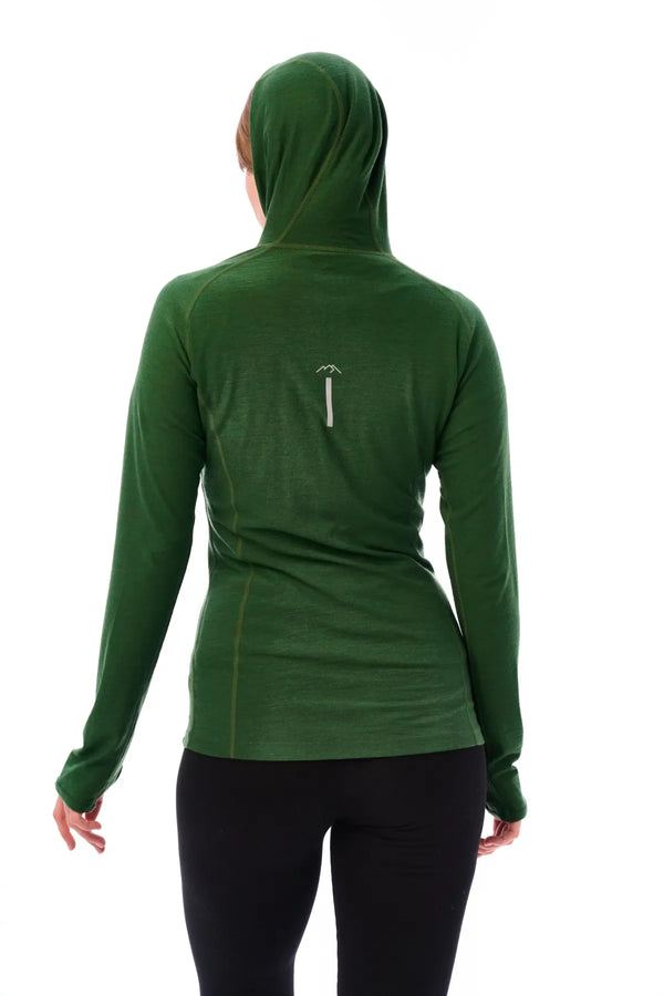 Damen Merinowolle Half Zip Hoodie 190 Oliv