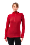Damen Merinowolle Half Zip Hoodie 190 Kirschrot