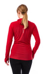 Damen Merinowolle Half Zip Hoodie 190 Kirschrot