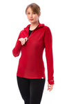 Damen Merinowolle Half Zip Hoodie 190 Kirschrot