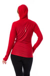 Damen Merinowolle Half Zip Hoodie 190 Kirschrot