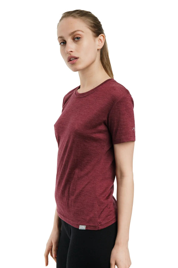 Damen Merino T-Shirt 165 Burgunderrot | Rundhals