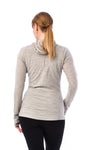 Damen-Kapuzenpullover aus Merinowolle mit halbem Reißverschluss 190 Heather Grey