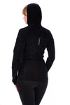 Damen Merinowolle Half Zip Hoodie 190 Schwarz