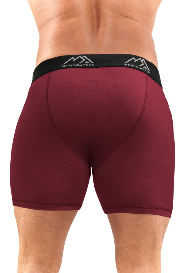 Herren Merino Boxershorts 170 Brief Burgunderrot
