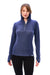 Damen-Kapuzenpullover aus Merinowolle mit halbem Reißverschluss 190 Windsor Blue