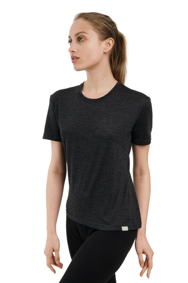 Damen Merino T-Shirt 165 Ebenholzgrau | Rundhals