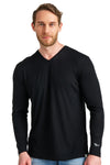 Herren Merino Longsleeve 165 V-Ausschnitt Schwarz