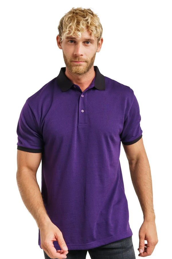 Herren Merino Polo 165 Aubergine Lila