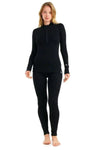 Damen Merino Thermal Set 320 Black Coal Zip-up