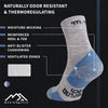 Wandersocken aus Merinowolle - (2er-Pack) Grau-Azur