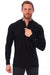 Herren Merino Half Zip Langarmshirt 165 Schwarz