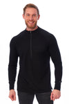 Herren Merino Half Zip Langarmshirt 165 Schwarz