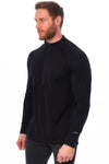 Herren Merino Half Zip Langarmshirt 165 Schwarz