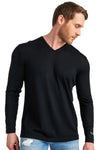 Herren Merino Longsleeve 165 V-Ausschnitt Schwarz