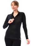 Merino Half Zip Langarmshirt für Damen 165 Anthrazit