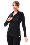 Merino Half Zip Langarmshirt für Damen 165 Anthrazit