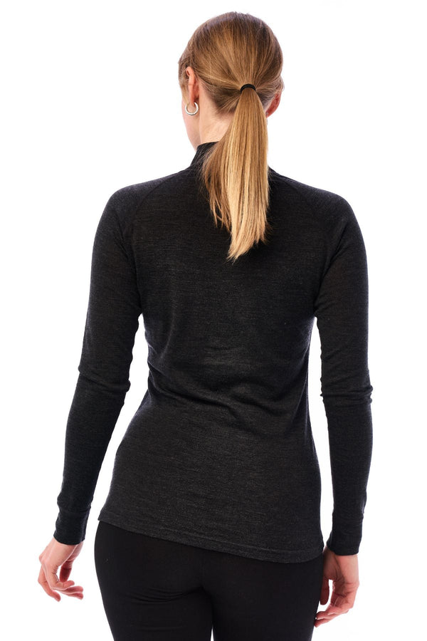 Merino Half Zip Langarmshirt für Damen 165 Anthrazit