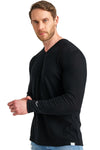 Herren Merino Longsleeve 165 V-Ausschnitt Schwarz