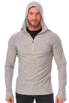 Herren-Kapuzenpullover aus Merinowolle mit halbem Reißverschluss 190 Heather Grey