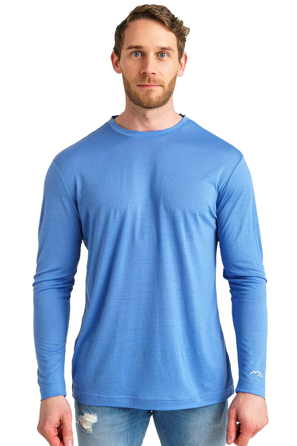 Herren Merino Langarmshirt 170 Blau Marine
