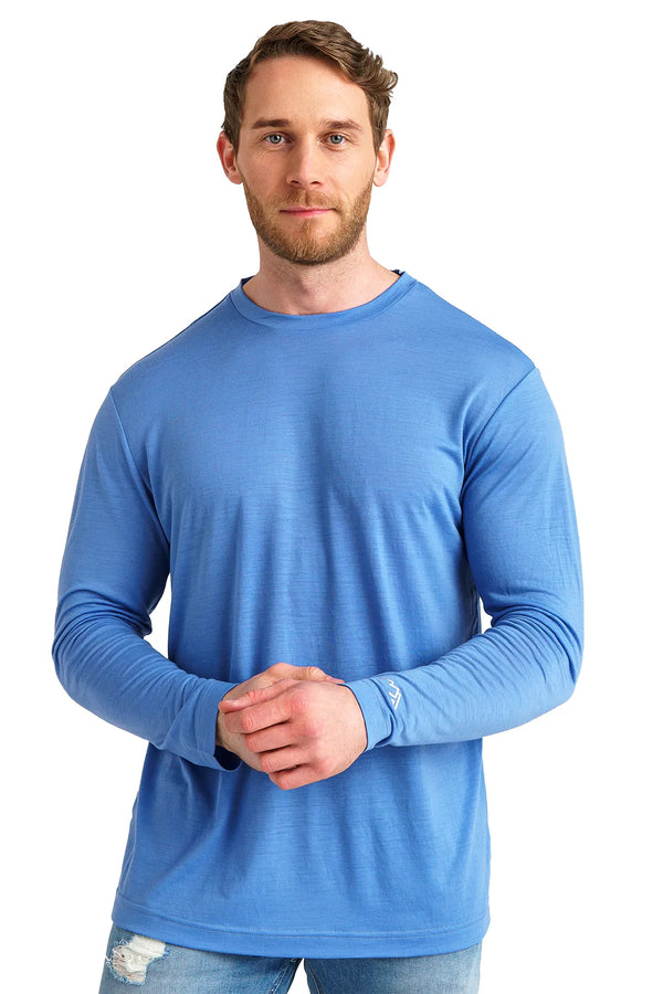 Herren Merino Langarmshirt 170 Blau Marine