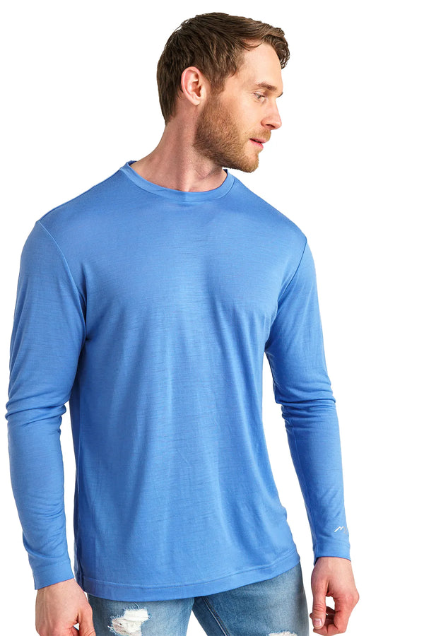Herren Merino Langarmshirt 170 Blau Marine
