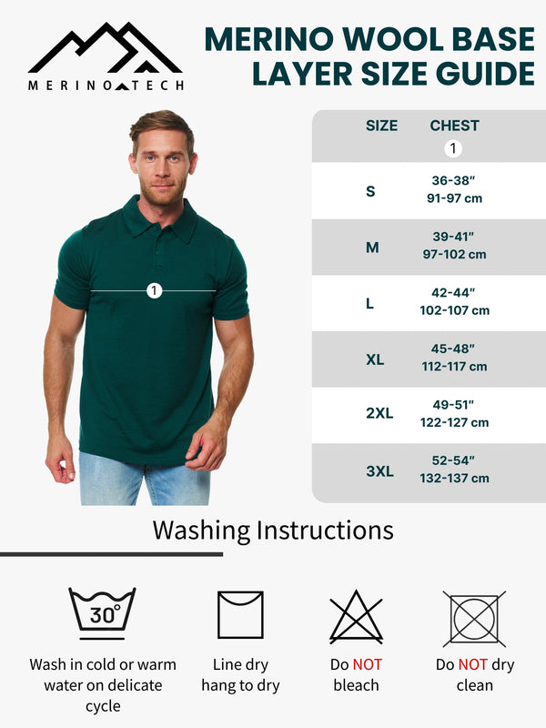 Herren Merino Polo 165 Schwarz
