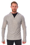 Herren-Kapuzenpullover aus Merinowolle mit halbem Reißverschluss 190 Heather Grey