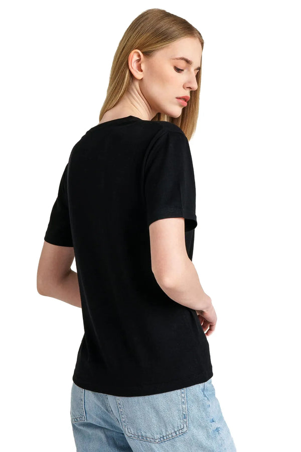 Damen Merino T-Shirt 165 Rich Black | V-Ausschnitt (+Socken)