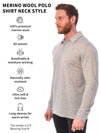 Men's Merino Wool Long Sleeve Polo Heather Grey