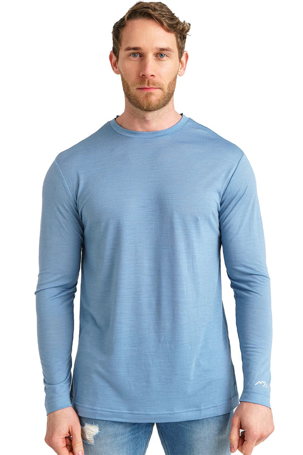 Herren Merino Langarmshirt 170 Blue Daisy