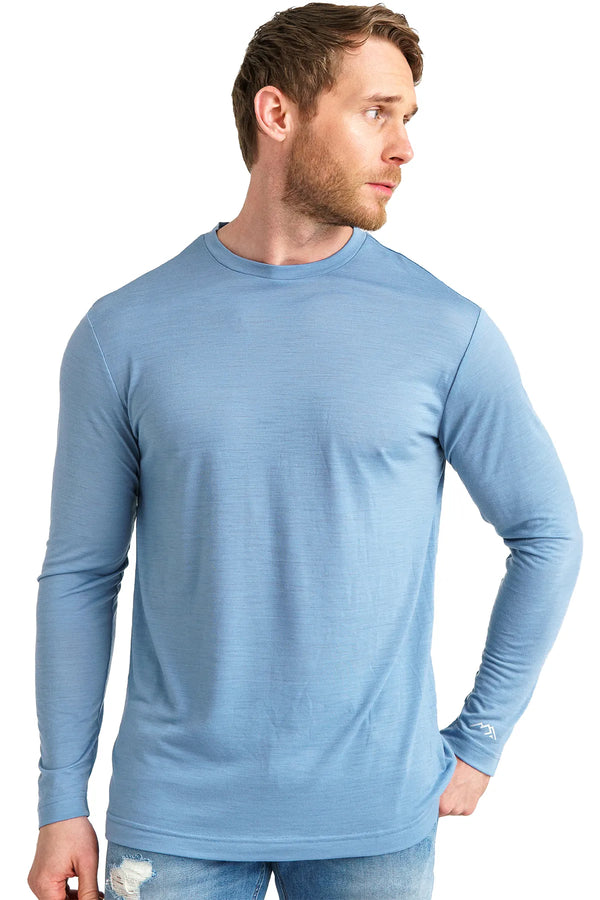 Herren Merino Langarmshirt 170 Blue Daisy
