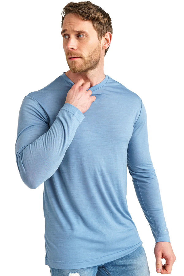 Herren Merino Langarmshirt 170 Blue Daisy
