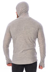 Herren-Kapuzenpullover aus Merinowolle mit halbem Reißverschluss 190 Heather Grey