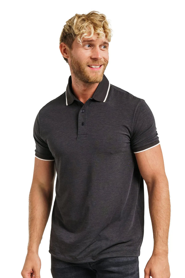 Men's Merino Polo 165 Charcoal Black