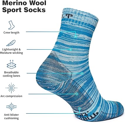 Laufsocken aus Merinowolle – (2er-Pack) Königsblau gestreift