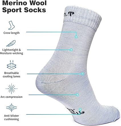 Laufsocken aus Merinowolle – (2er-Pack) Puderblau