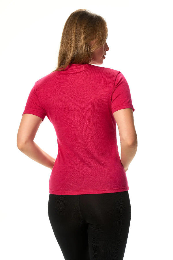 Damen Merino T-Shirt 165 Magenta | Rundhalsausschnitt (+Socken)