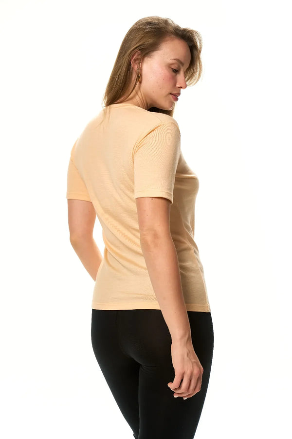 Damen Merino T-Shirt 165 Pfirsich | Rundhals