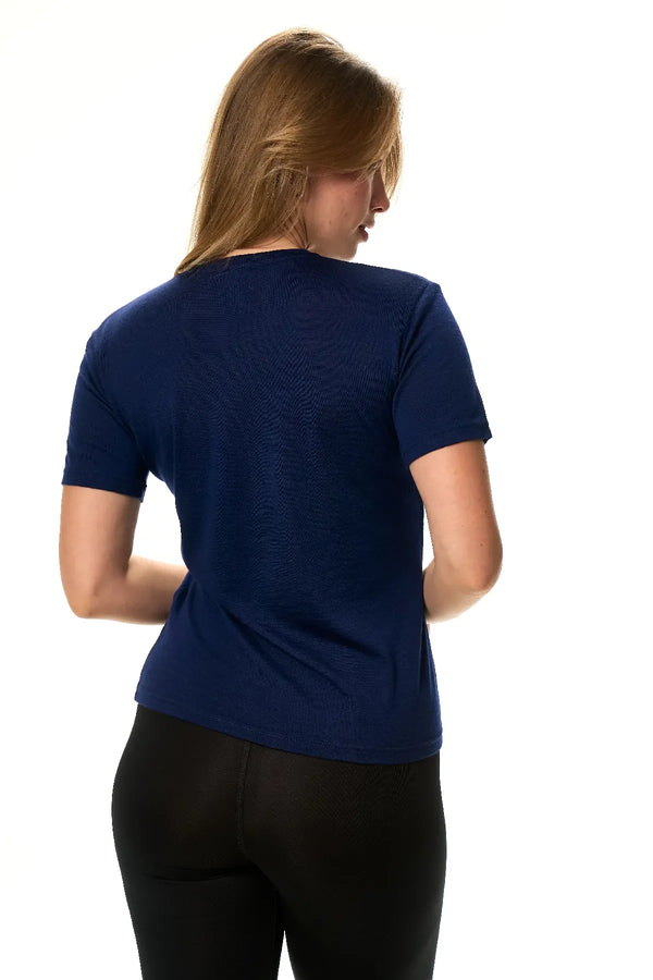 Damen Merino T-Shirt 165 Navy | Rundhalsausschnitt (+Socken)
