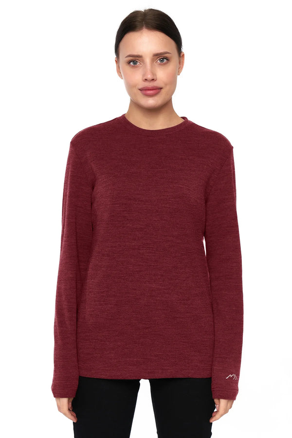 Damen Merino Langarmshirt 170 Bordo Wine
