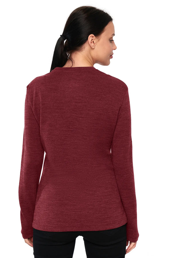 Damen Merino Langarmshirt 170 Bordo Wine
