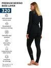 Damen Merino Thermal Set 320 Anthrazit mit Reißverschluss
